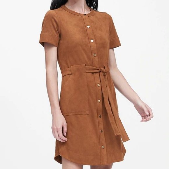 Banana Republic Faux Suede Shirt Dress - Petite - Picture 1 of 4
